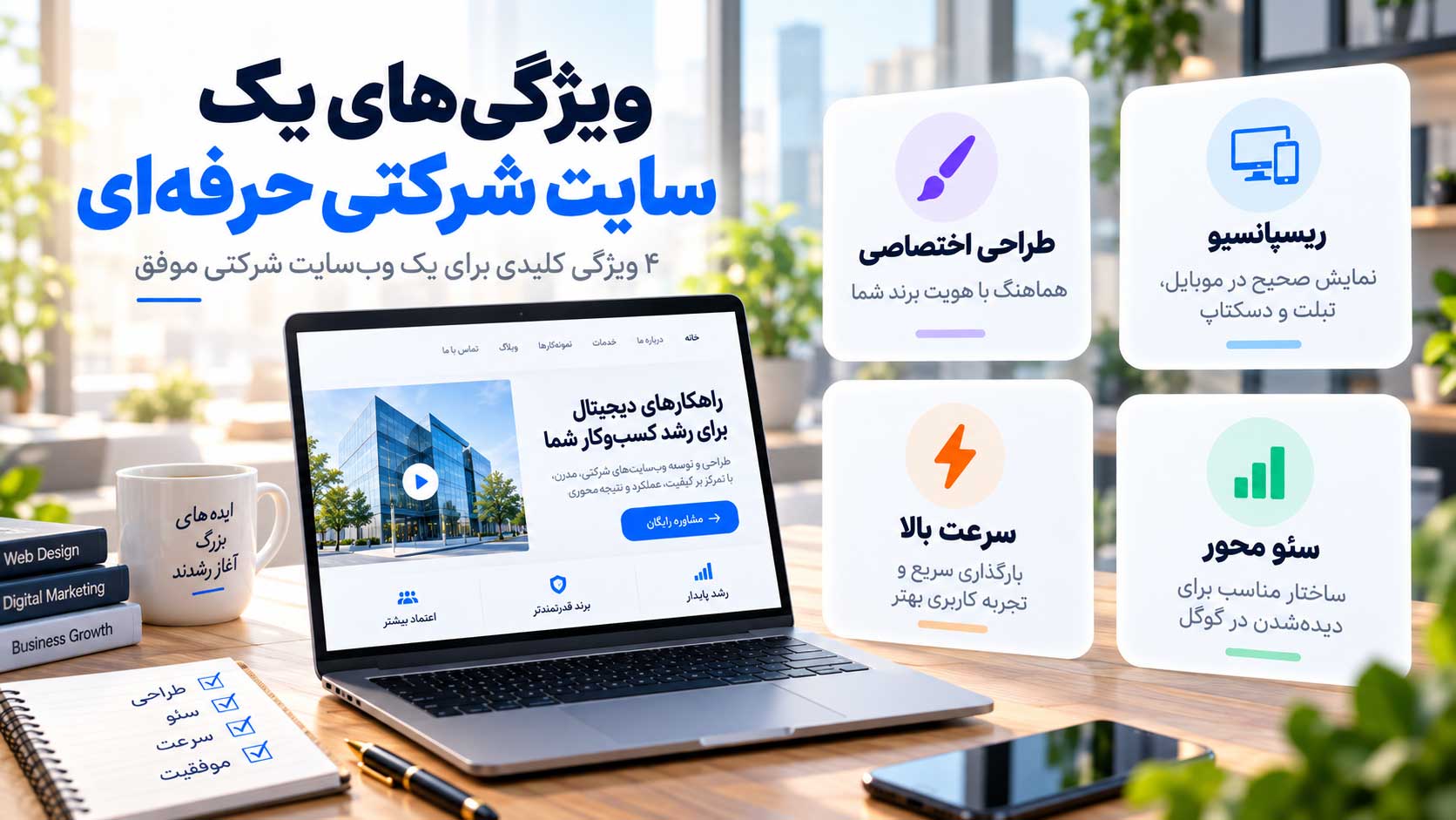 ویژگی های طراحی سایت شرکتی حرفه ای